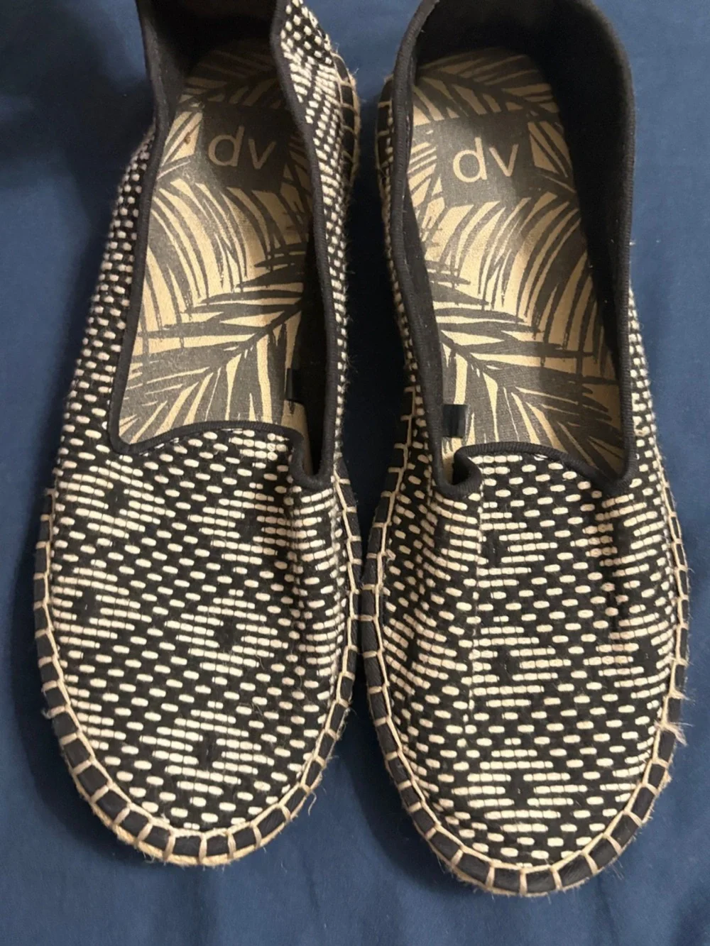 DV by Dolce Vita Black & Cream Woven Espadrille Slip-Ons